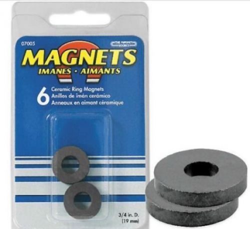 Master Magnetic 07005 Pack of Six (6) Ceramic Magnetic Rings 3/4 dia x 1/8 Thick