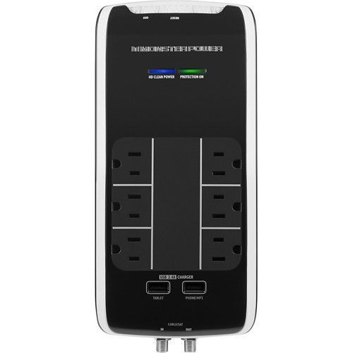 MONSTER POWER MP PLAT 600 HT 6 Outlet Surge Protector with 3.4A USB charger*