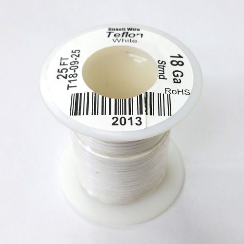 NEW 18AWG WHITE Teflon Insulated Stranded 600 Volt Hook-Up Wire 25 Foot Roll