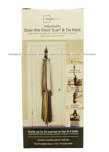 MAINSTAYS Over The Door SCARF/TIE/BELTS RACK Holds Up To 30 ADJUSTABLE New!