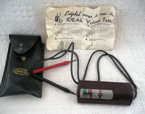 Vintage IDEAL Voltage Tester with Test Leads 61-007 Carrying Pouch Instructions