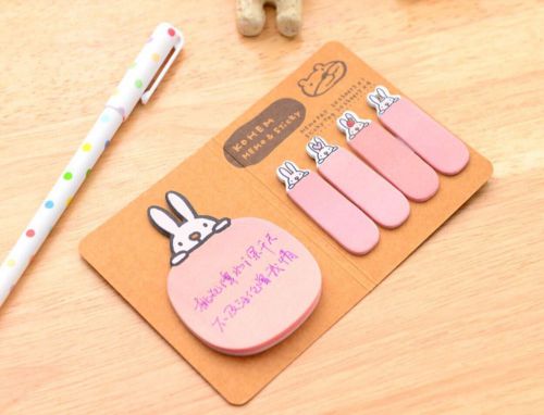 Sweet pink Funny rabbit Sticker Bookmark Sticky Notes Marker Memo Post Tab Flag