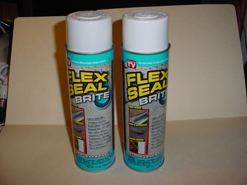 2 Cans 14oz FLEX SEAL BRITE Off White Liquid Rubber Sealant Coating Fix Leaks TV
