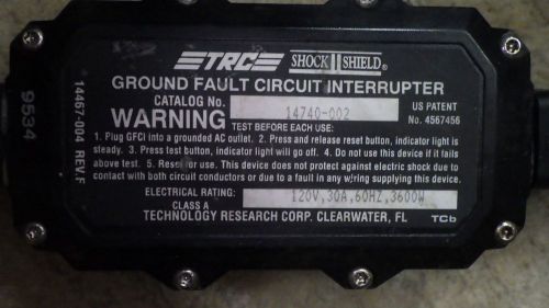 TRC SHOCK SHIELD Gr&#039;d Fault Circuit INTERRUPTER Class A 120v, 30A, 60 Hz, 3600W