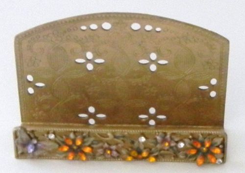 Beautiful, Artsy &amp; Ornate Brass (With Crystals) Business Card Holder