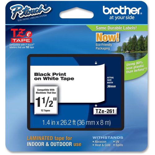 Brother tze-261 thermal label - 1.42&#034; width - thermal transfer - white - 1each for sale