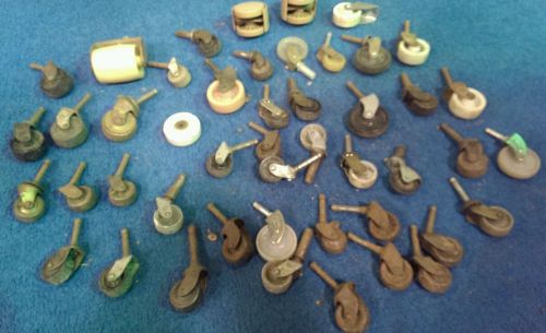 VINTAGE WHEEL CASTERS INDUSTRAIL MIX  LOT OF 47  1&#034; - 2&#034; WHEEL CASTERS