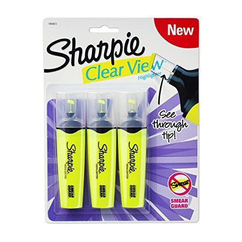 Sanford Sharpie Clear View Chisel Tip Highlighters, Yellow 1904613