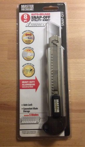 NEW Master Mechanic Utility Knife 8 Point Auto Reload Snap Off Blade 704724