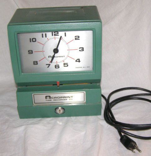 Acroprint Time Clock Recorder 150NR4 Punch NO KEY Works