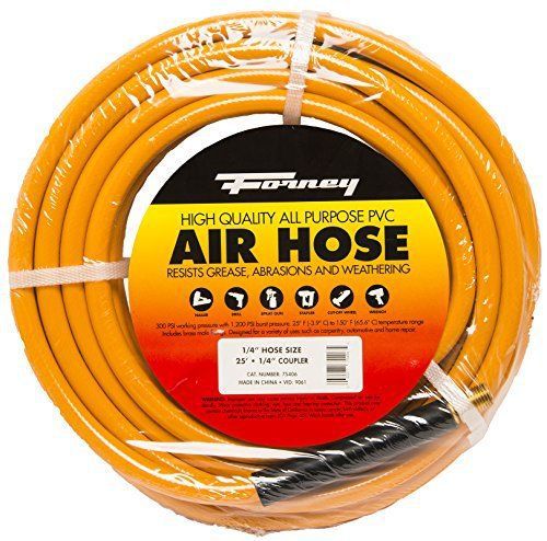 Forney 75406 Air Hose, Orange VC with 1/4-Inch Male NPT Fittings On Both Ends,
