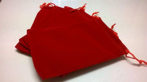 RED Velveteen pouches 5pcs  LARGER size 145 x 100mm for jewellery/gifts etc