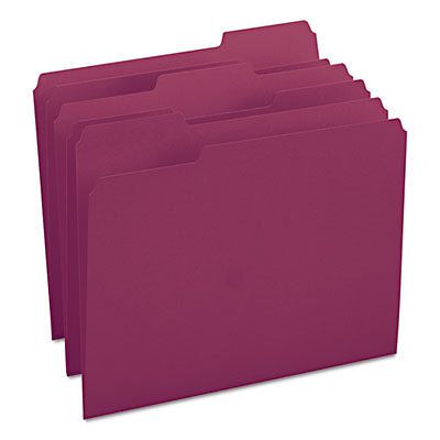 File Folders, 1/3 Cut Top Tab, Letter, Maroon, 100/Box, 1 Box, 100 Each per Box