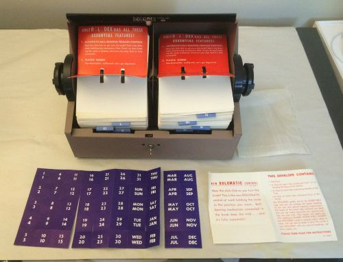 Vintage Large Rolodex 3500 Double Roll w/Key, cards dividers other labels