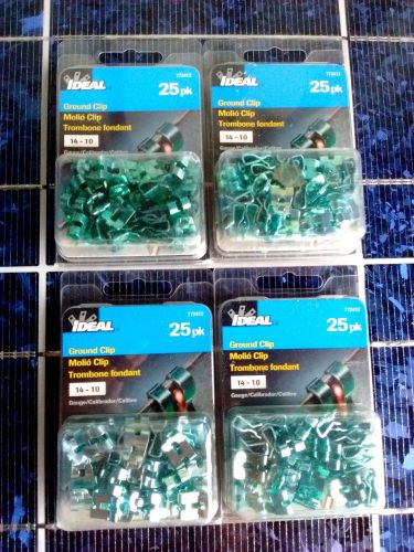 (Lot of 4) Ideal 25 packs Grounding Clips, Green, 14-10 AWG