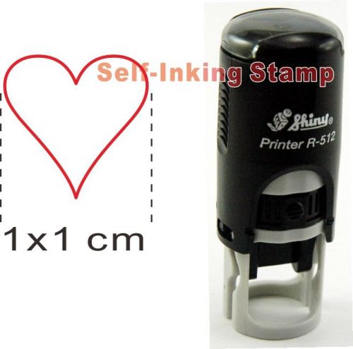 HEART LOVE 1cm Self-inking stamp Refill ink choose red black blue green purple