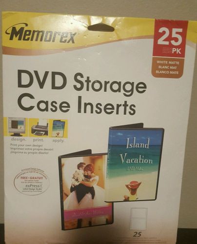MEMOREX DVD Storage Case Inserts ~ Inkjet/Laser ~ 25 Labels/PK ~ Matte White