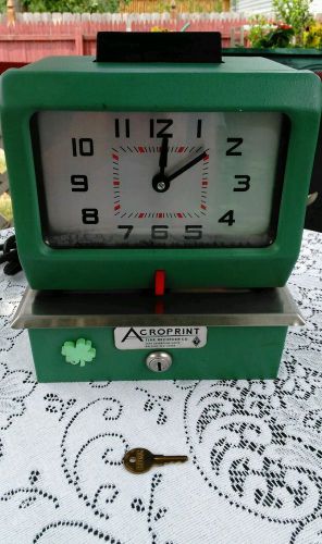 Acroprint time recorder 125ar3 heavy duty manual time punch clock with key.nice. for sale