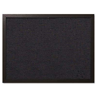 Designer Fabric Bulletin Board, 24X18, Black Fabric/Black Frame, Sold as 1 Each