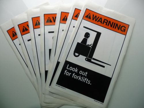 LOT OF 7 Warning-Look Out For Forklifts 7&#034; x 11&#034; Safety Decal Sticker ANSI OSHA