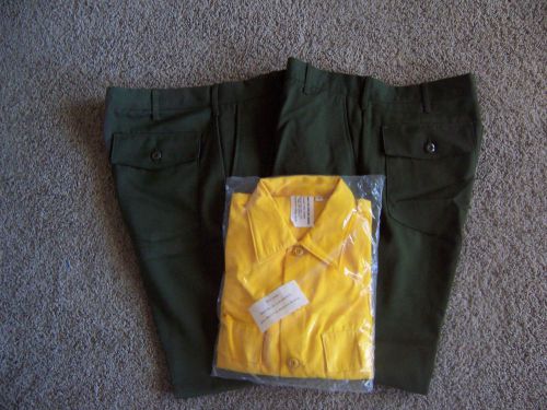 Aramid fire-resistant wildland forest fire fighting pants (2) and shirt for sale