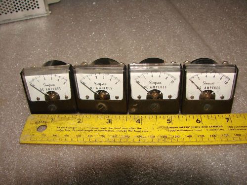 4 SIMPSON ANALOG DC PANEL METERS 5/10 AMPS FOR AMPS POWER SUPPLY ++