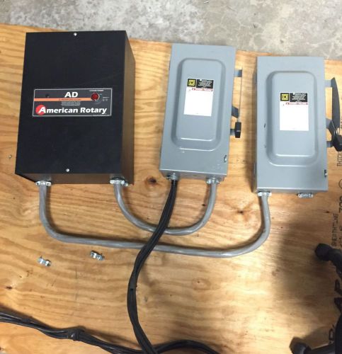 (1) American Rotary 30 HP phase converter &amp; two (2) General Duty 100Amp switches