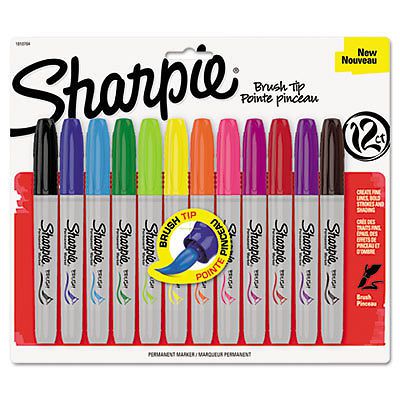 Sharpie Brush Tip Markers 4/Pkg-Lime, Magenta, Purple &amp; Turquoise 071641049444