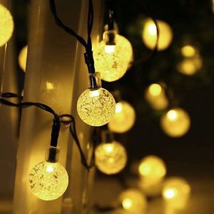 Solar Powered String Lights, 50LED Crystal Ball Waterproof Garden Warm Light