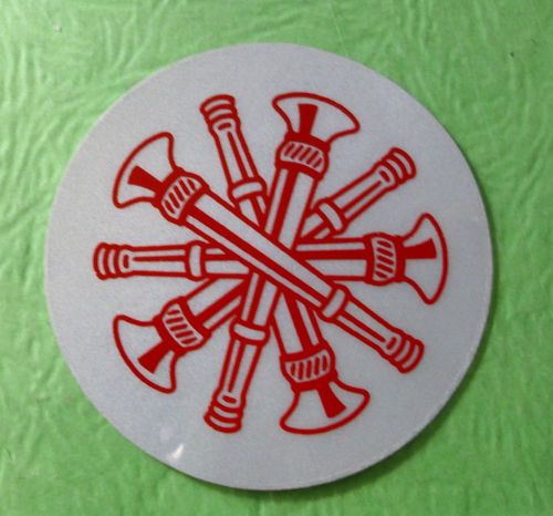 5 CROSSED BUGLE FIRE DEPT ROUND DECAL STICKER REFLECTIVE