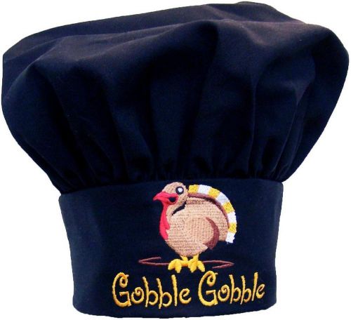 Gobble Gobble Thanksgiving Navy Chef Hat Adjustable Happy Bird Turkey Monogram