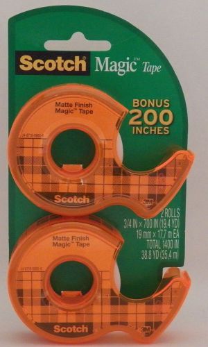 Scotch Magic Tape in Clear Orange Dispensers 3/4&#034; x 700&#034; Bonus 200 inches 2 Pack