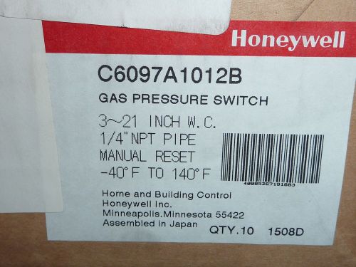 Honeywell c6097 gas or air pressure switch c6097a1012b new  free shipping !!! for sale