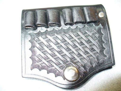 Hand made in usa kerpatric black basket weave leather .38/357 (6) shell holder for sale