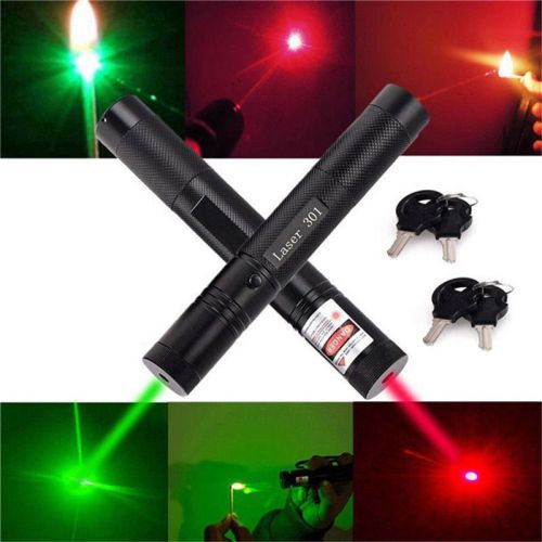 High power laser 301 pointer pen with safe key red/green light adjustable focus for sale