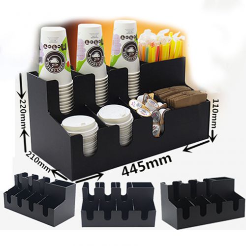 Acrylic 8 Grids Coffee Condiment Caddy Beverage Cups Dispenser Holder Rack