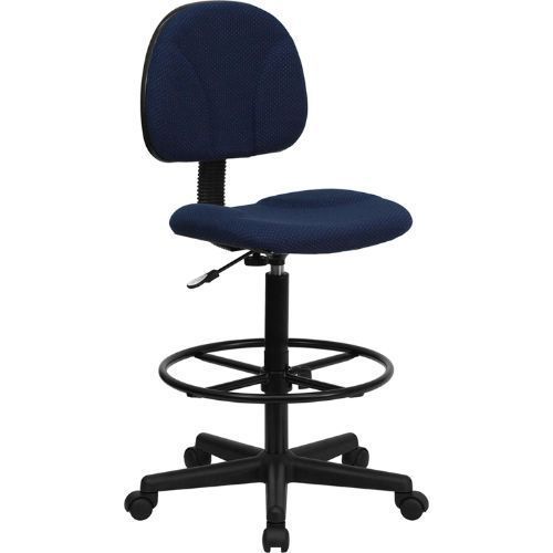 Navy Blue Patterned Fabric Ergonomic Drafting Chair (Adjustable Range 22.5&#039;&#039;-27&#039;