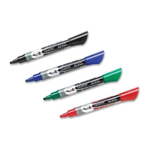 Quartet EnduraGlide Dry-Erase Markers, Bullet Tip, Assorted Colors, 4 Pack