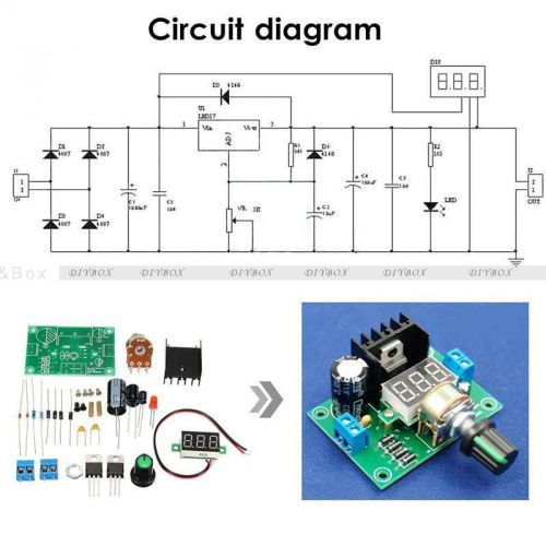 Lm317 digital display adjustable regulated power supply board module diy kits for sale