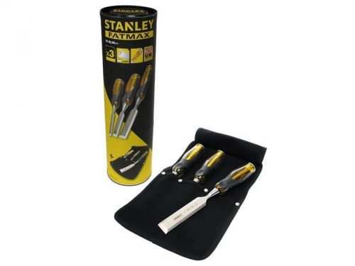Stanley Tools-FatMax Bevel Edge Chisel&amp;Thru Tang Set of 3: 12, 18 &amp; 25mm in Roll