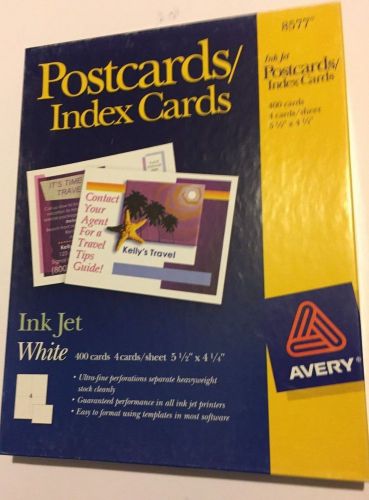 Avery WHITE INK JET POSTCARDS /INDEX CARDS - Pack of 400 - 8577 NEW SEALED