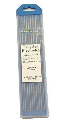 Ten-high TEN-HIGH TIG Tungsten Electrodes 2% Lanthanated Blue 1/16&#034; * 7&#034;