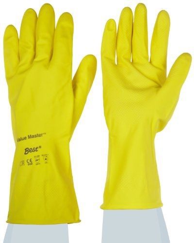 SHOWA VM Natural Rubber Glove, Flock-Lined, Rolled Cuff, Chemical Resistant, 18