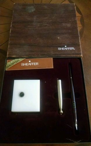 Sheaffer M-6 5 Mexican Onyx Fountain Pen Desk Set NEW IN BOX