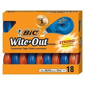 BIC Wite-Out Correction Tapes Brand EZ Correct Tear Resistant 39.3 FT x 18 Tapes