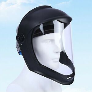 Face Shield Helmet Clear Polycarbonate Visor Anti FOG Safety Grinding Black