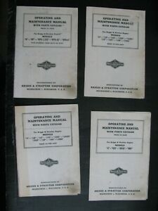 Lot of 4 Briggs &amp; Stratton Operating, Maintenance and Parts Catalogs 8,14, 23, N