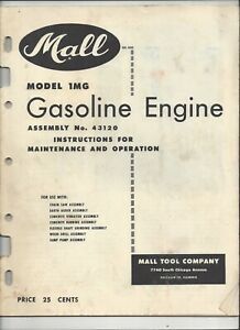 Maintenance &amp; Operation Manual for Mall Model 1MG Gasoline Engine