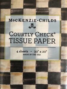 1 MacKenzie-Childs Courtly Check Tissue Paper 4 Sheets RETIRED NEW.