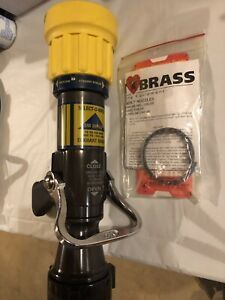ELKHART BRASS Fire Hose Nozzle, 2-1/2 In. Yellow, SM-30FGLP